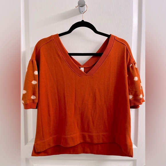 NWT Daily Practice by Anthropologie Puff Sleeve Polka Dot Sweatshirt Top Size S - Picture 4 of 8